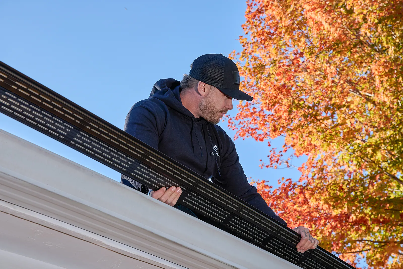 Seamless gutter with Alu-Rex protection, formed on site — Bulldog Gutters, Tullahoma TN